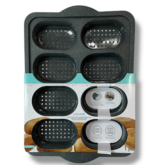 NEW Celebrate It Metal Reinforced Silicone‎ Mini Bread Pan - Picture 1 of 10